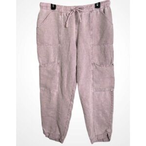 C&C California Women’s Cargo Linen Blend Pants - Light Purple - Large